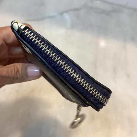 Kate Spade Floral Card Holder Key Chain Leather Wallet - Picture 6 of 9